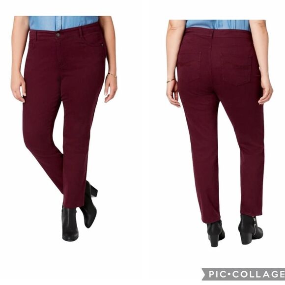 Style & Co Curvy Skinny Jeans Colored Denim Jeans Berry Jam Red Purple‎ Size 8 - Picture 1 of 16